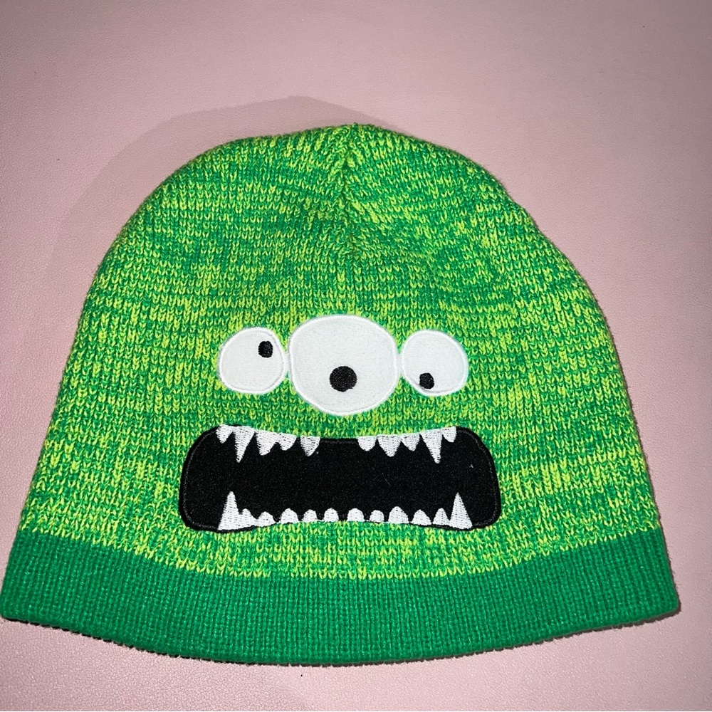 Three Eyed Monster Kids Green Beanie‎ OSFM